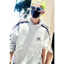 正确版本原标巴黎B家鹿晗同款徽标刺绣五道杠贴布运动连帽卫衣