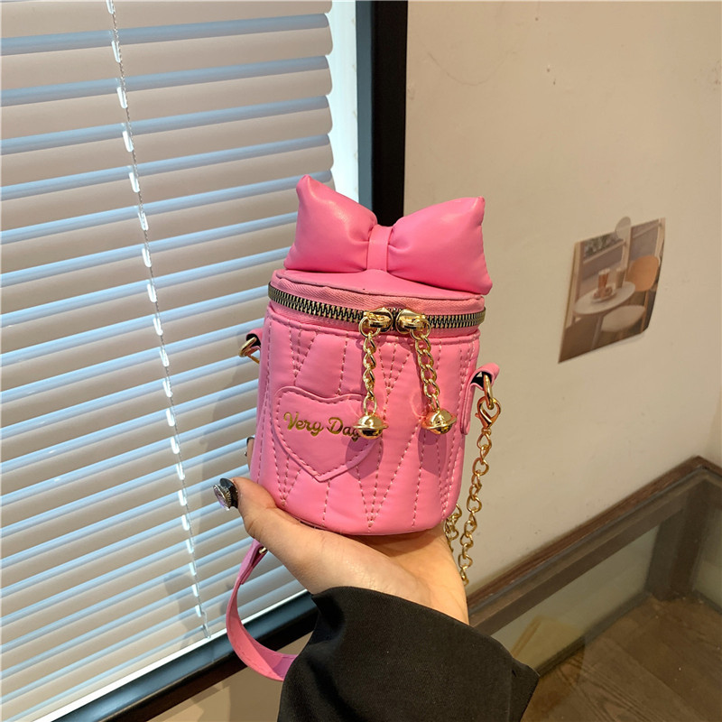 Coreano ins lindos bolsos de chicas 2024 nuevo arco cadena bolso de cubo de diamante estilo extranjero bolso de mochila