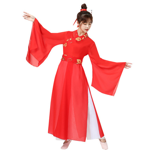  Girls kids fairy hanfu chinese folk dance performance uniforms children boys swordsman cosplay robe red lights children wan jiang fan dance costumes