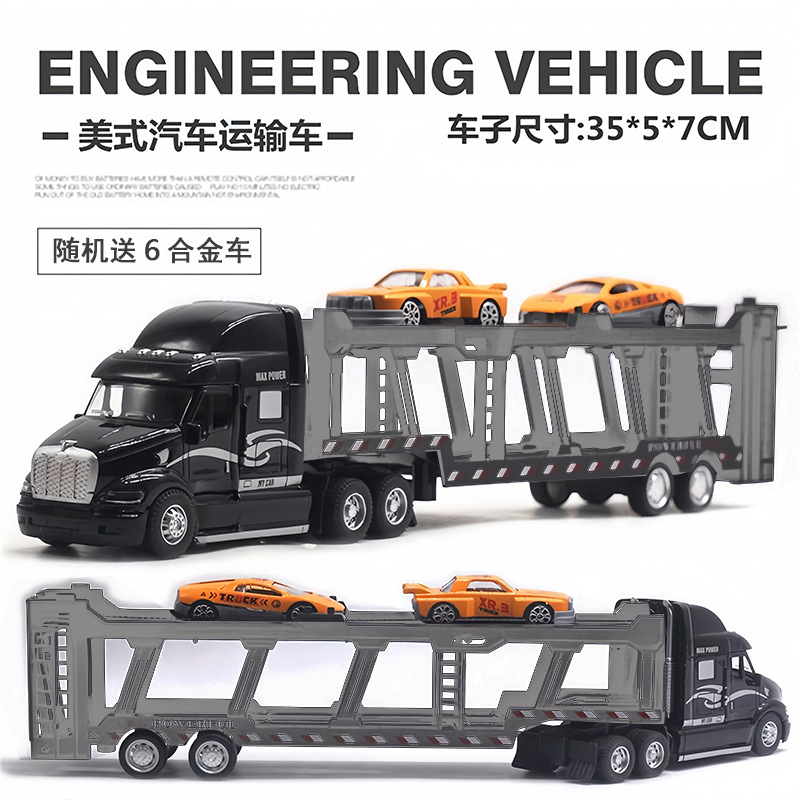 Contenedor de aleación gran camión juguetes para niños niños ingeniería de transporte de tracción gran contenedor semicolgante modelo de coche pequeño