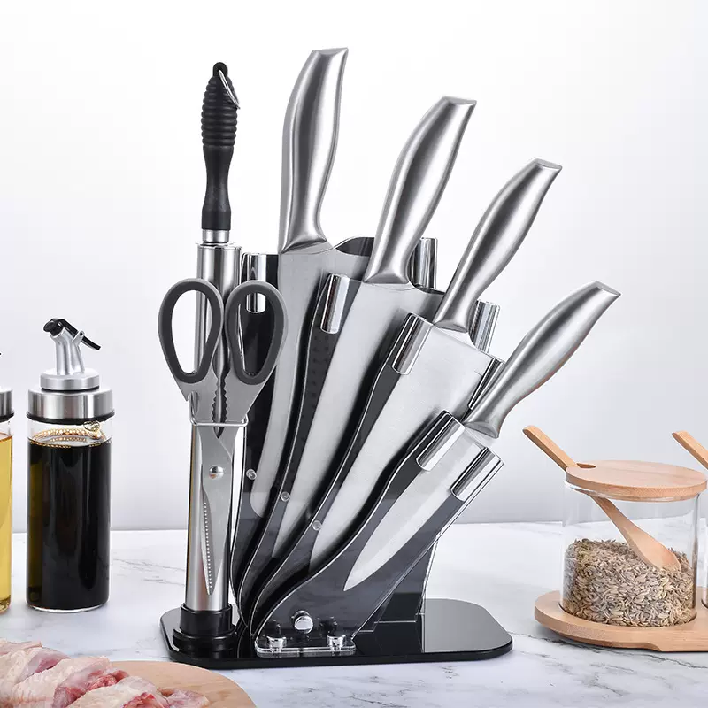 家用不锈钢刀具套装 亚克力刀架全钢套刀七件套 礼品组合菜刀套装