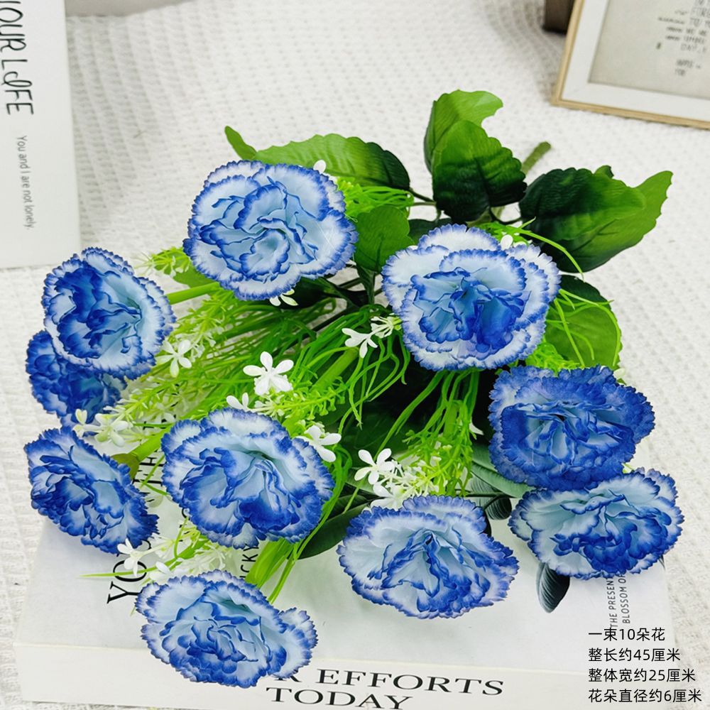 Flores artificiales al por mayor, 10 cabezas de clavel, flores de tela, tallo único, clavel pequeño, decoración interior y exterior, arreglo floral, flores secas