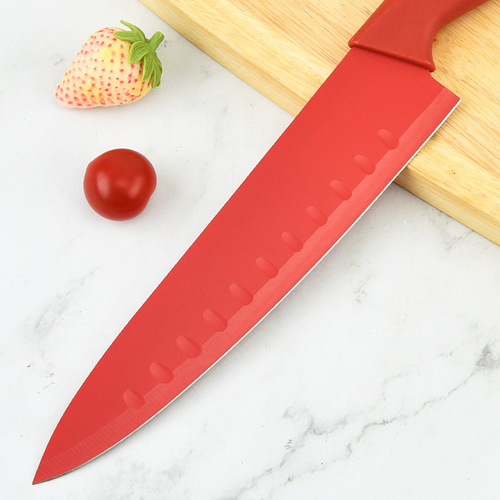 彩色菱角柄八件套刀不锈钢多用刀厨师刀水果刀披萨刀瓜刨礼盒套刀