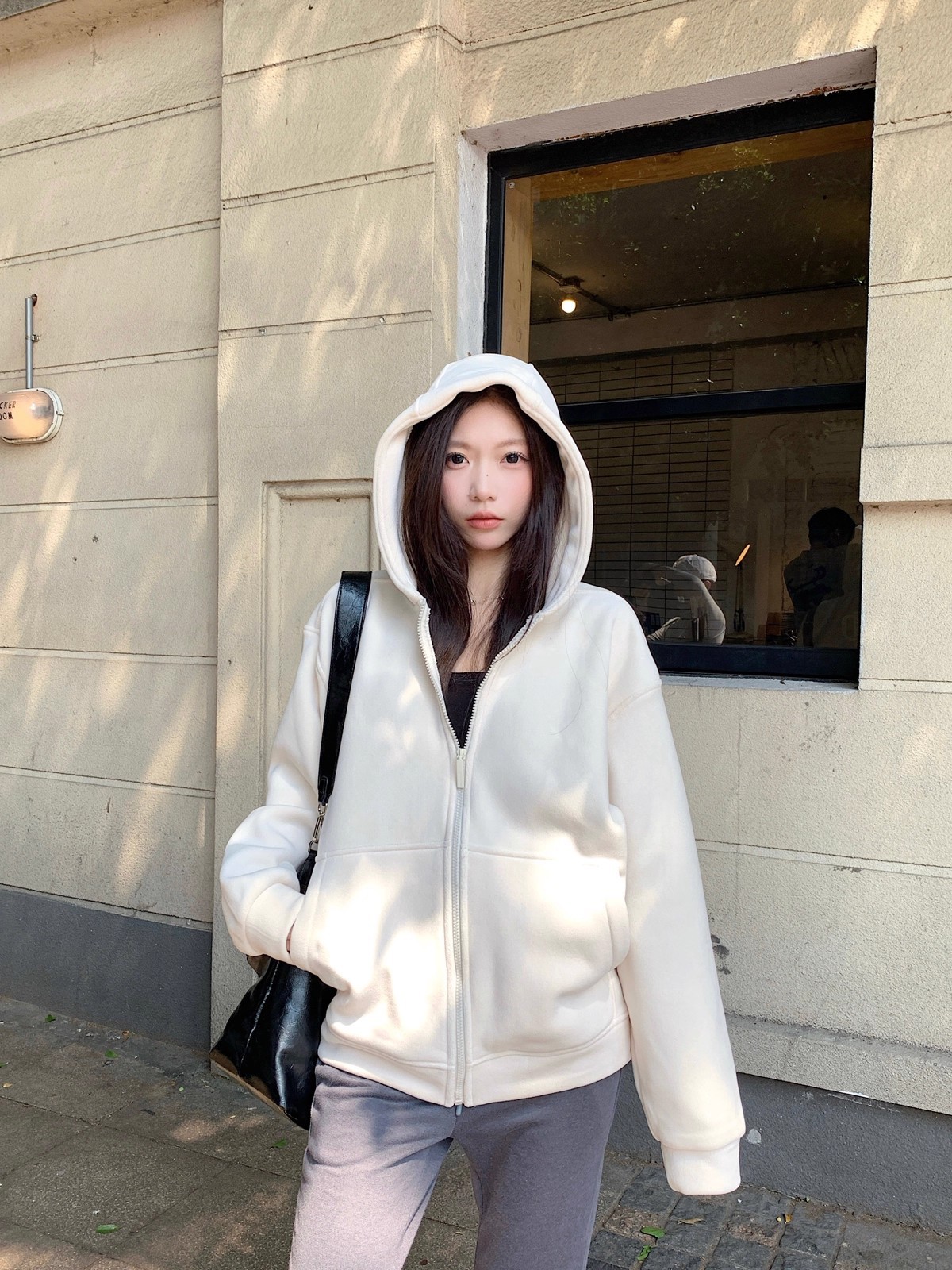 2025新款~加厚双面绒防风宽松连帽卫衣2025秋冬学生外套上衣女