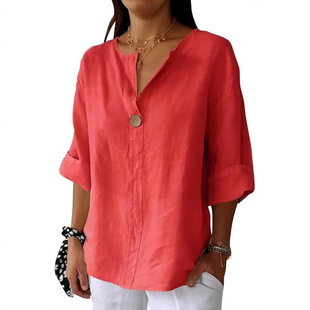 European and American Amazon Independent Station Summer Cross-Border 3D Printed Women's Polo Fashion Long-Sleeved Pod Shirt Tops