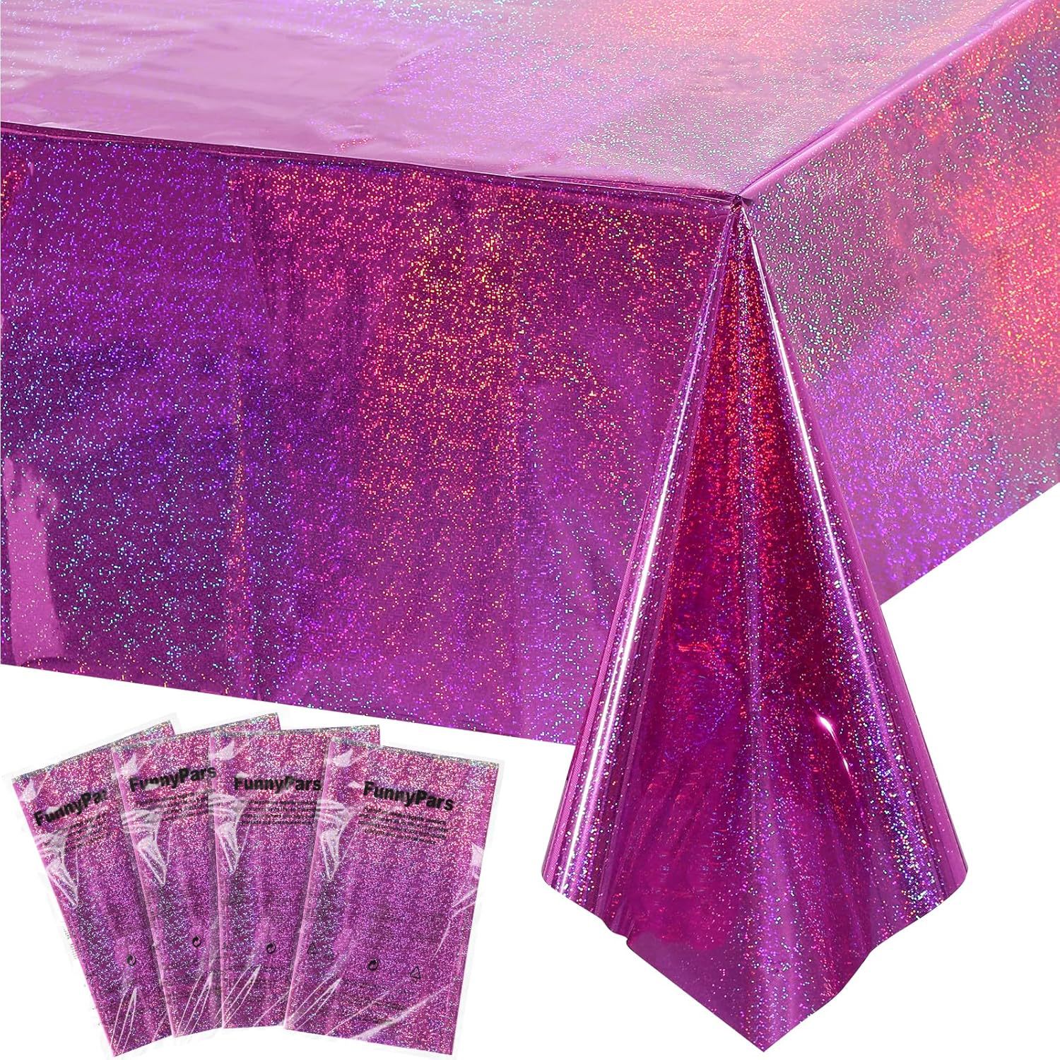 Amazon Holographic Laser Tablecloth Is Shiny, Waterproof, Easy to Clean, Suitable for Birthdays, Weddings, Parties, Holiday Gatherings, and Decorations