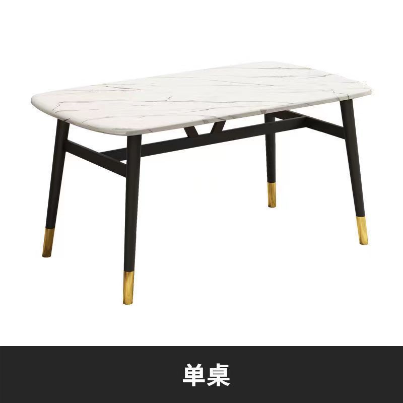 Combinación de mesa y silla de comedor de piedra de imitación de lujo ligero, mesa de comedor para el hogar, mesa de comedor rectangular de restaurante de pequeño apartamento moderno y simple