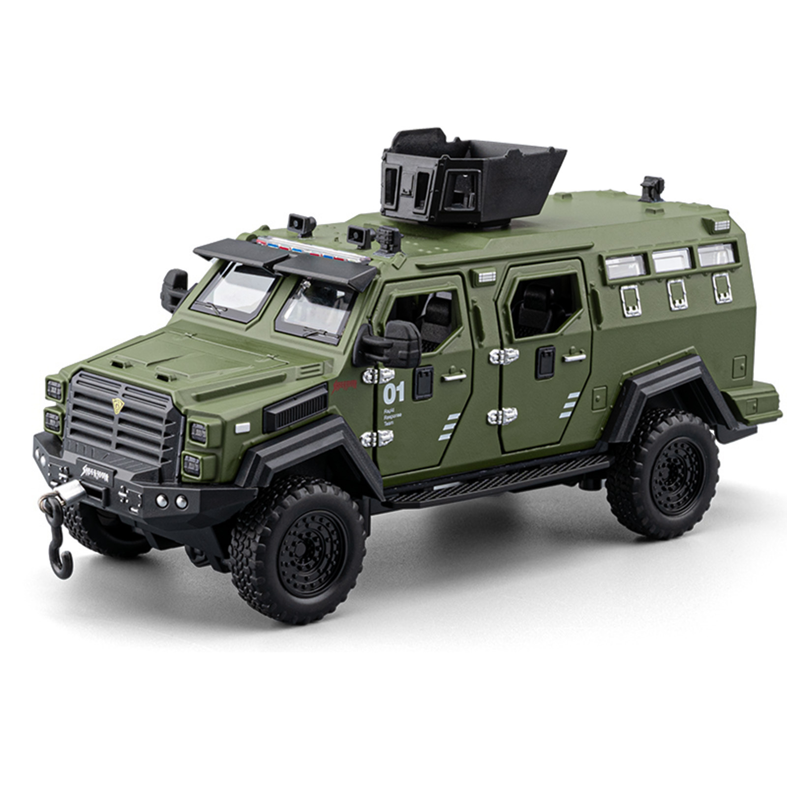 1: 32 aleación de dientes de espada tigre modelo militar coche blindado juguete simulación sonora y luz rally coche modelo adornos para niños