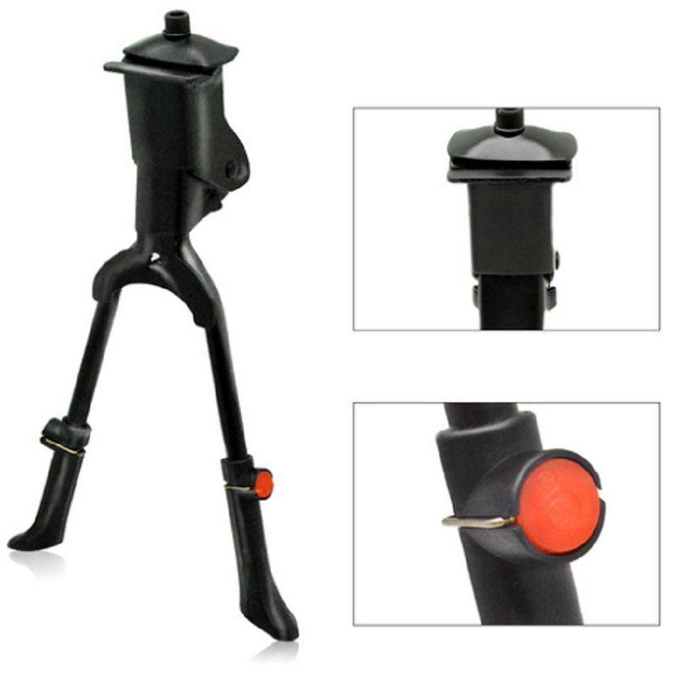 Mountain bike aluminum alloy double support bicycle foot support adjustable parking pole middle support herringbone retractable