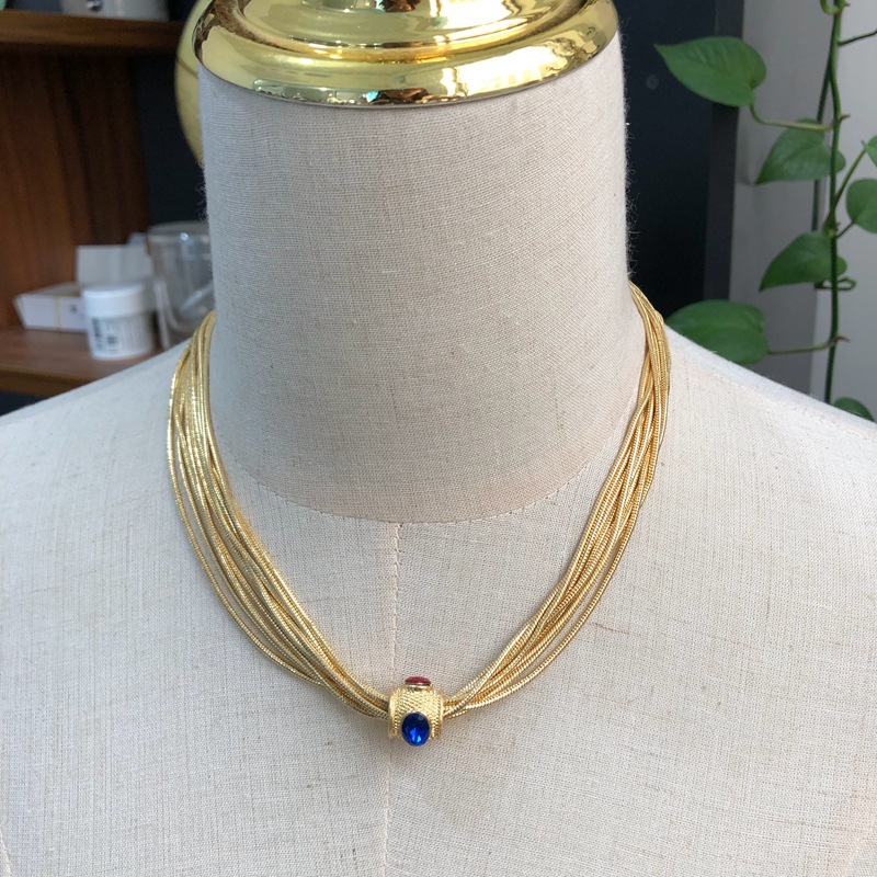 Plating, Inlay Design Retro Style Retro Geometric Alloy Plating Inlay Glass Women's Bracelets Necklace