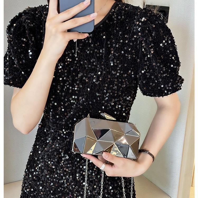 Nueva bolsa de cena acrílica transfronteriza para damas, caja brillante, bolsa de mano de fiesta, bolsa de cena de lujo ligera