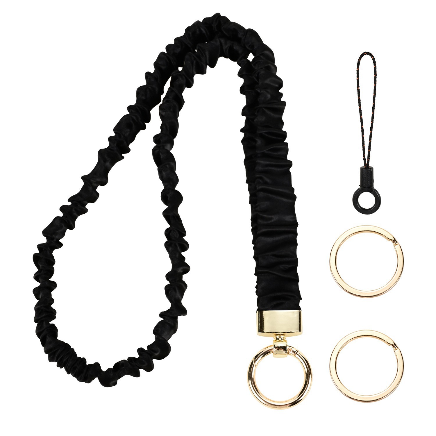 Amazon In-Stock Stretchable Elastic Scrunchie Lanyard Long Strap for Id Card, Work Keychain, and Phone