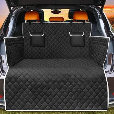 Factory Direct Sales Car Trunk Pet Mat, Stain-Resistant Car Trunk Mat, Thickened Oxford Cloth Pet Car Mat (Trunk Mat) - black-gray-edged-double-pockets-with-lid-180x105