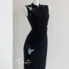Black cheongsam sleevless