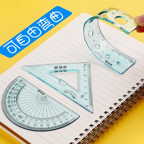 Children's Multifunctional Soft Ruler Student-Specific Straight Ruler Protractor Bendable Ruler School Supplies Set Wholesale