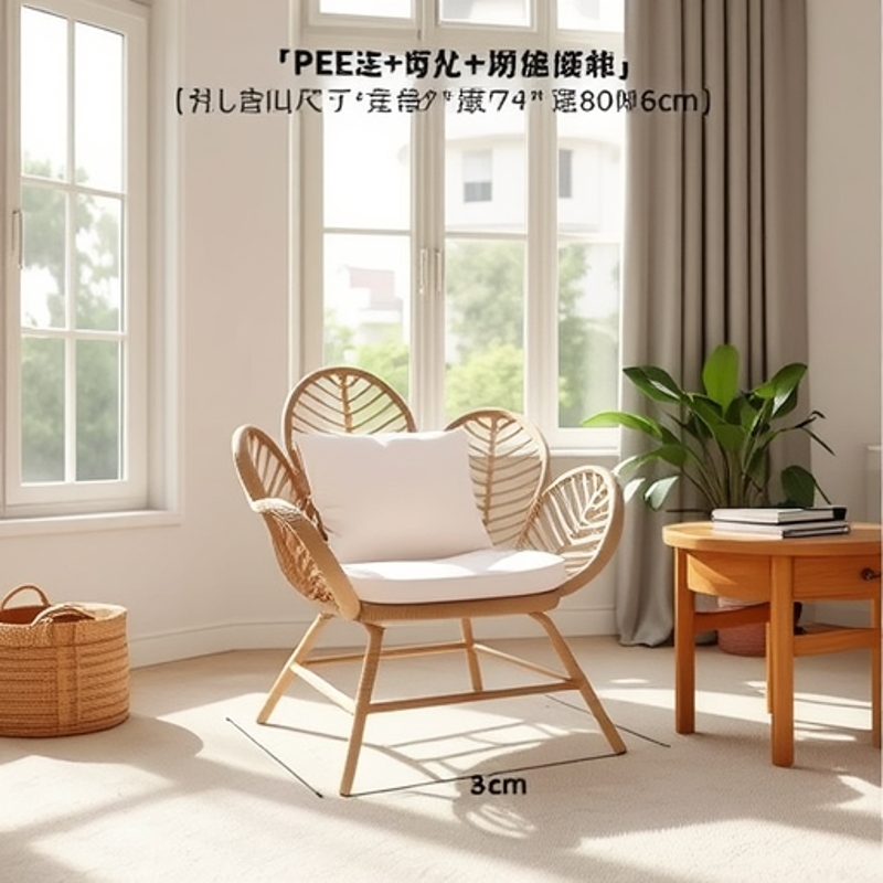 户外编藤沙发庭院阳台花园休闲藤椅露天民宿酒店客厅单人花朵沙发