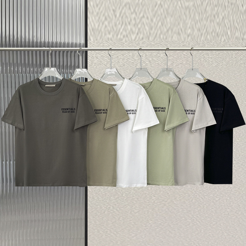 夏季衣服ESSENTIALS男反光t恤植绒FOG短袖硅胶小标宽松纯棉半袖潮