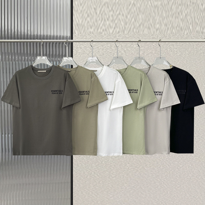 Summer Clothes Essentials Men's Reflective T-Shirt Flocking Fog Short-Sleeved Silicone Small Label Loose Cotton Half-Sleeved Trendy