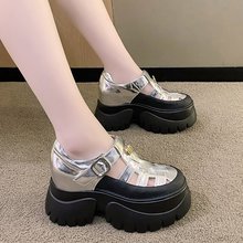 夏季新品厚底松糕底防滑内增高浅口一字扣时尚网红ins超火凉鞋女鞋