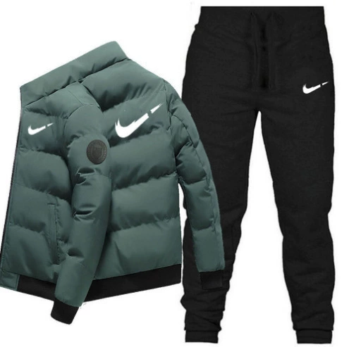 Мужская хлопковая куртка с воротником-стойкой + брючный костюм, зимняя утолщенная теплая хлопковая куртка, повседневный комплект из двух предметов теперь доступен