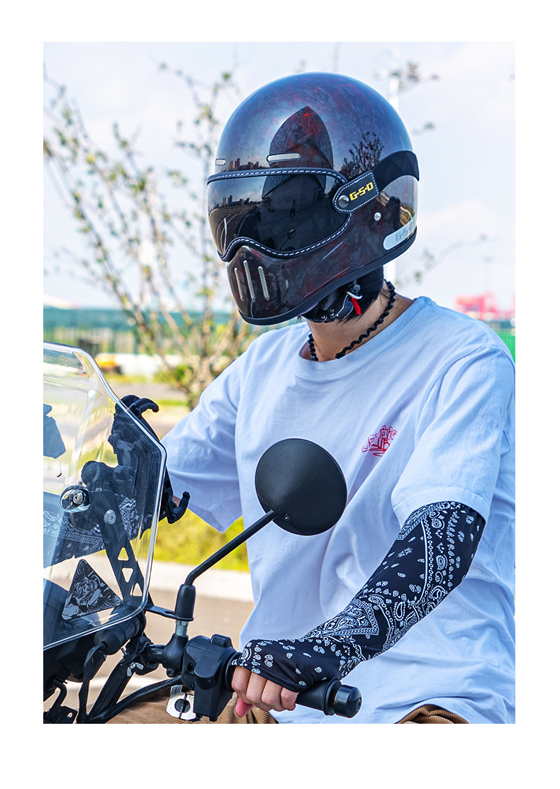 Foreign Trade Export Carbon Fiber Retro Motorcycle Helmet Full-Face Electric Motorcycle Helmet for Men and Women, Winter and All-Season Safety Helmet 3C