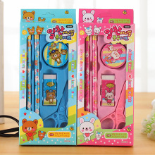 韩国文具810蓝熊粉兔卡通文具套装创意5件套小学生奖品学习用品