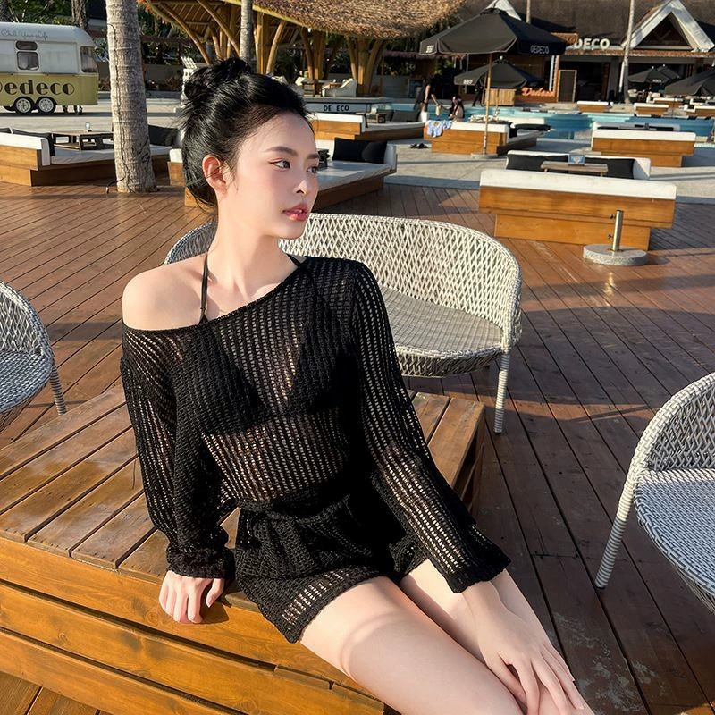Раздел плавательный костюм, комплект, кружевной рукав long-sleeve, набор из 3 предметов, интернет-знаменитость