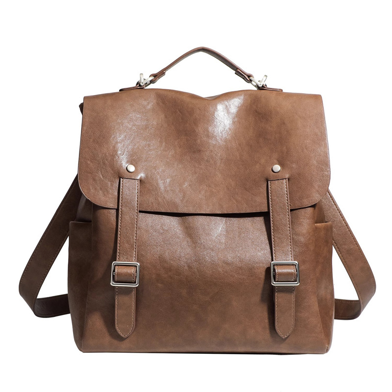 Preppy Style Women's Backpack Retro Soft Leather Handbag Shoulder Bag Large Capacity Casual Travel Fashion Commuter Bag - Thumbnail 5
