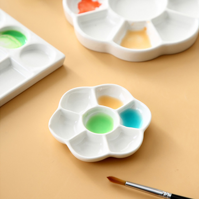 Paleta de cerámica pintura china acuarela gouache pigmento placa multi-cuadrícula Puro Blanco cuadrado placa arte estudiante pintura especial pintura