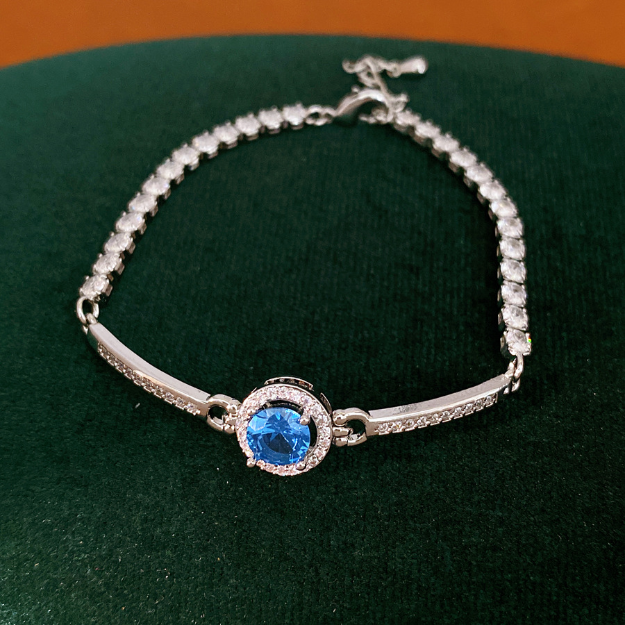 Pulsera redonda geométrica de piedra de silicio ligera de lujo nicho pulsera de alta calidad personalidad temperamento universal joyas de moda al por mayor