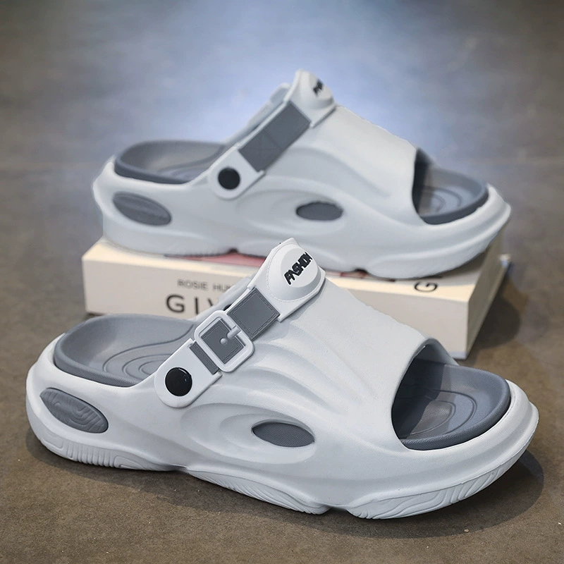 Популярные летние спортивные тапочки для мужчин на открытом воздухе, сандалии на толстой подошве, тапочки на мягкой подошве, которые кажутся как наступить на дерьмо, нескользящие и износостойкие тапочки.