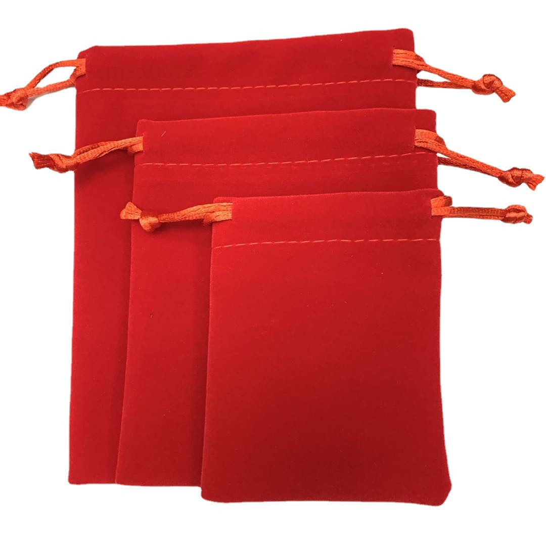 工厂批发优质黑色针织底绒布袋抽绳束口袋收纳绒布袋珠宝首饰袋