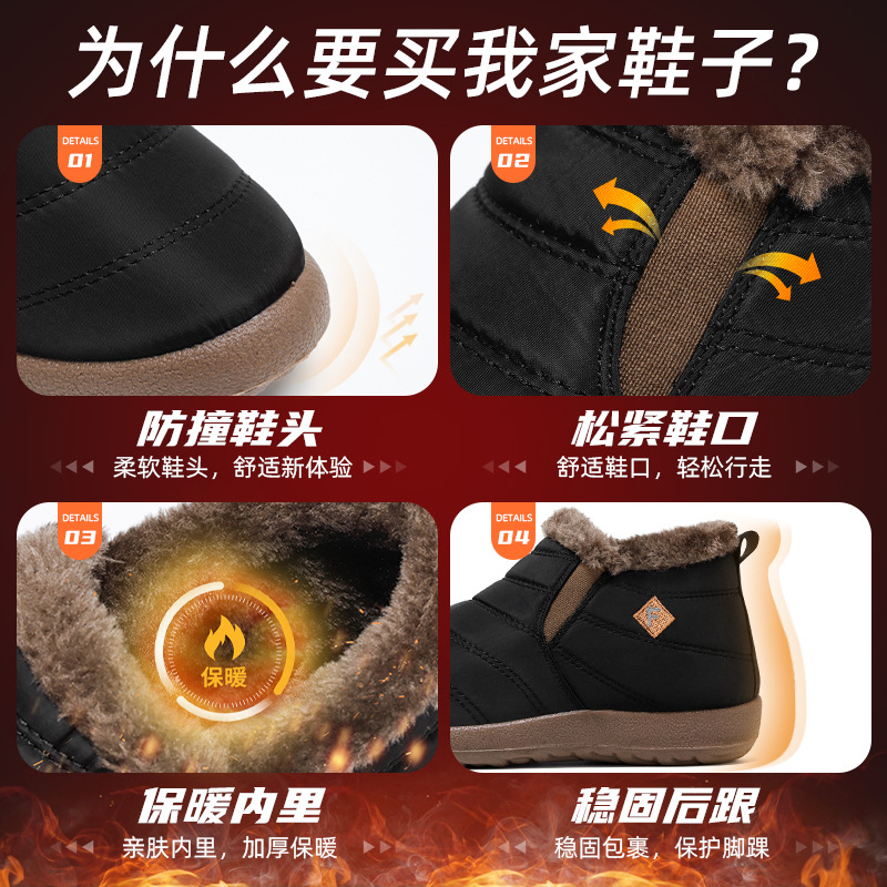 Botas de algodón de invierno para hombres, botas de algodón de poliuretano, botas de nieve grandes, botas de cabello transfronterizas