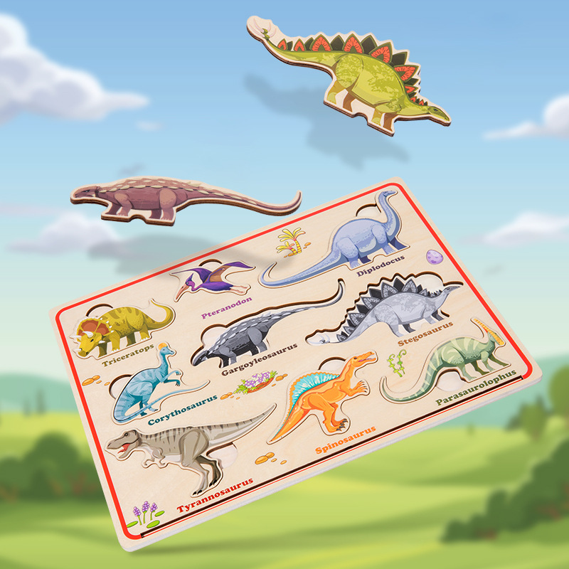 Madera magnética tridimensional rompecabezas de la historia bebé niños Animal dinosaurio tráfico cognición Montessori Educación Temprana Juguetes Educativos