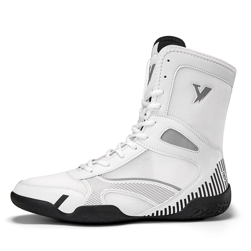 Cross-Border Popular High-Top Direct Sales New Men's Large Size Cushioning Indoor Training Non-Slip Wear-Resistant Fighting Boxing Shoes