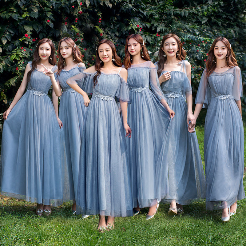 Bridesmaid Dress Women's 2024 Spring and Summer New Korean-style Long Fairy Elegant Sister Group Bridesmaid Dress Graduation Dress