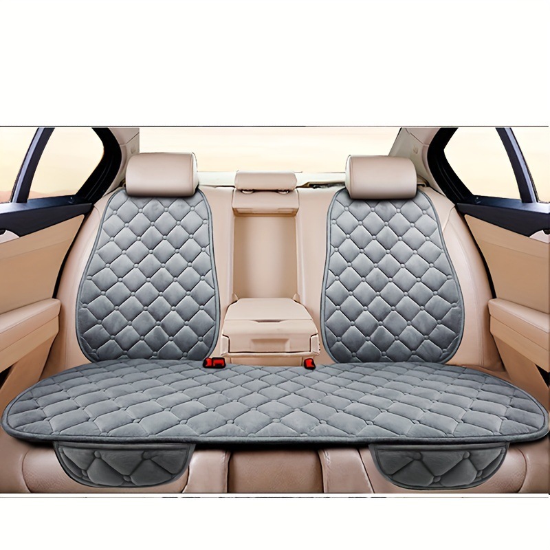 Winter Plush Car, Yà mǎ Seat cushion, seat cover - gray-rear-row-small-3-piece-set
