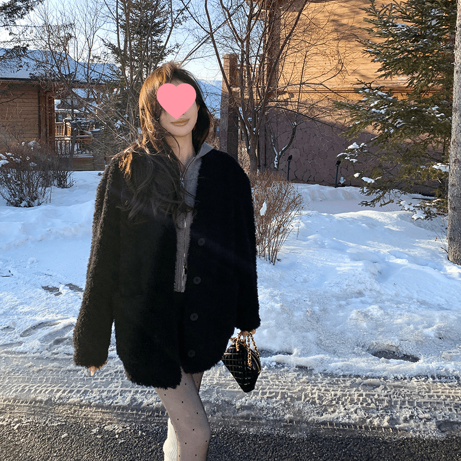 가을과 겨울 두꺼운 느슨한 모피 코트 여성 유행 슬리밍 새로운 스타일 서양식 모방 양고기 양모 중간 길이 코트