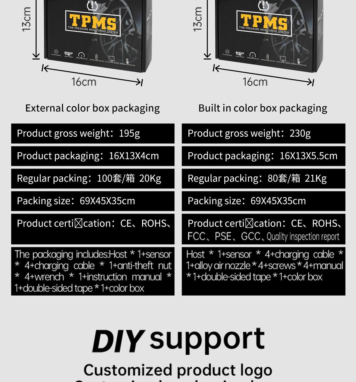 Ty01 Tire Pressure Monitoring System High-Precision Solar-Powered Tire Pressure Monitor Tpms Tire Pressure Wireless Device Smart