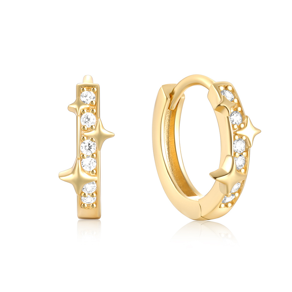 4g Weight 925 Sterling Silver Ear Needle Material Zircon Inlay Material Earrings Classification 1 Pair Quantity Daily, Street Occasion 925 Sterling Silver Material Star Pattern Women's Gender Plating, Inlay Design Simple Style Style 1 Pair 925 Sterling Silver Zircon Star Earrings 9