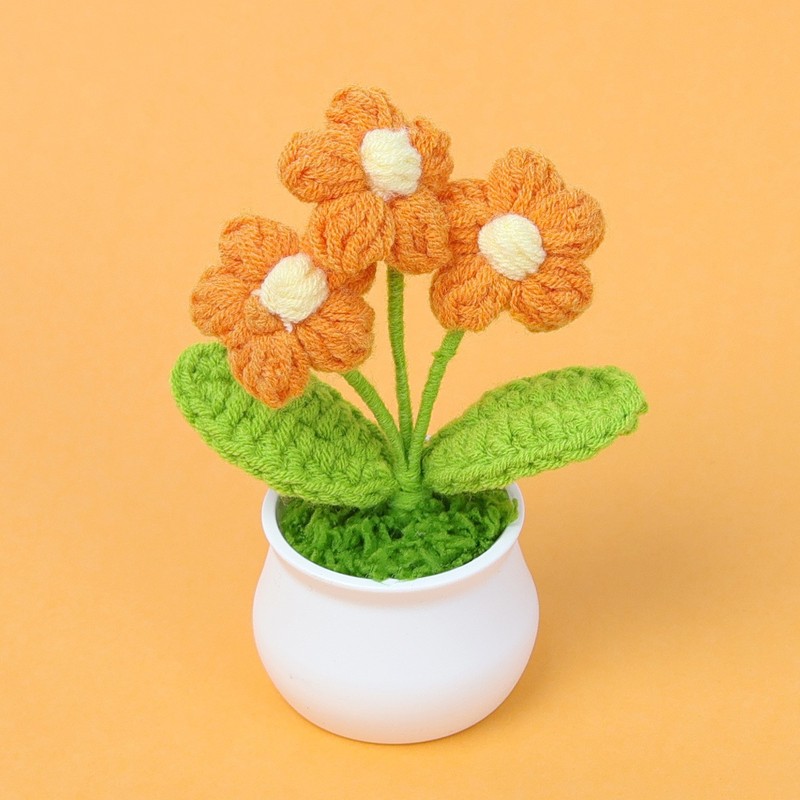 完成したウールひまわり鉢植えスズラン造花チューリップデスクトップ装飾品バレンタインデー教師クラスメートギフト|undefined