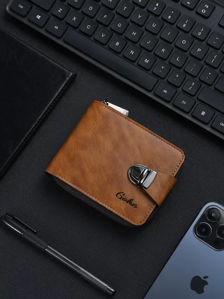 2026 New Men's Wallet Short Zipper Bag Large Capacity Multi-Card Slots Small Clutch Business Retro Coin Purse