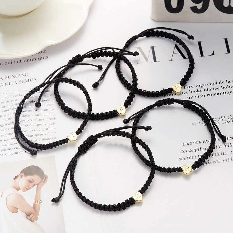 Lady Simple Style Letter Heart Shape Alloy Rope Women's Bracelets display picture 2