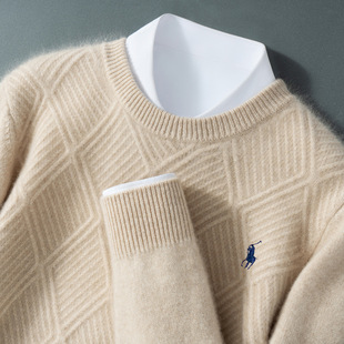 Seven-needle Double-stranded Thickened 100 Pure Wool Sweater Men's Semi-turtleneck Autumn and Winter Sweater Pullover Loose Knitted Base Shirt