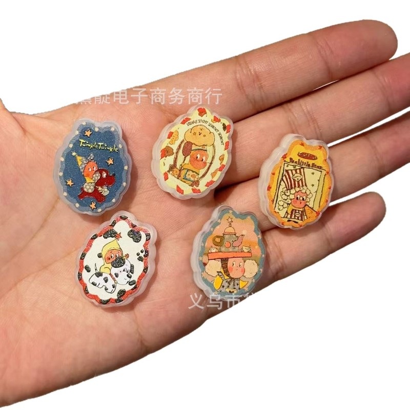 复古星星人椭圆串珠 板材珠diy发绳饰品配件手机链包挂钥匙扣材料|undefined