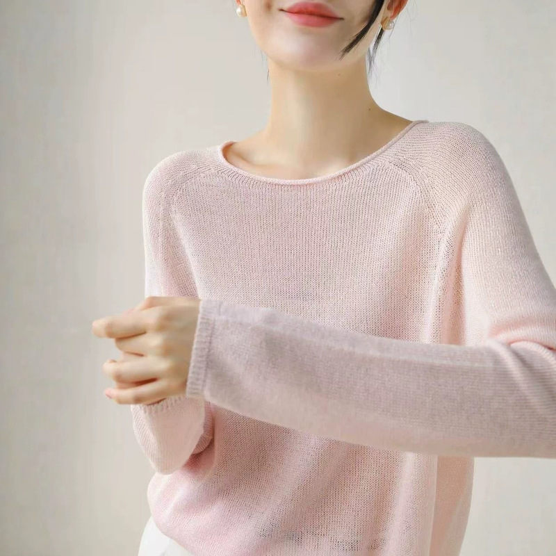 2026 Autumn New Korean Style Fashion Washi Yarn Round Neck Thin Long Sleeve Knitted Sweater Top, Lazy Style Loose Trend 2026 Autumn New Korean Style Fashion Washi Yarn Round Neck Thin Long Sleeve Knitted Sweater Top, Lazy Style Loose Trend