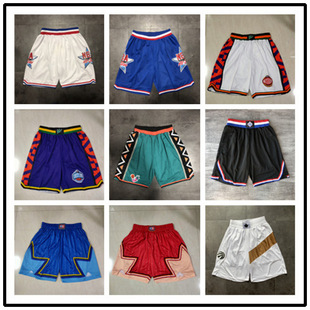 Basketball Pants Wholesale Sun Lakers 76ers Heat Raptors Magic Pocket Dense Embroidered Shorts Retro Basketball Pants Tide