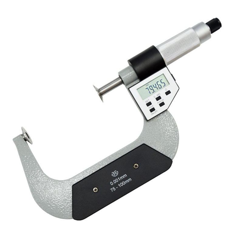 青量电子公法线千分尺直进式数显盘头齿轮千分尺0-25-50-75-100mm