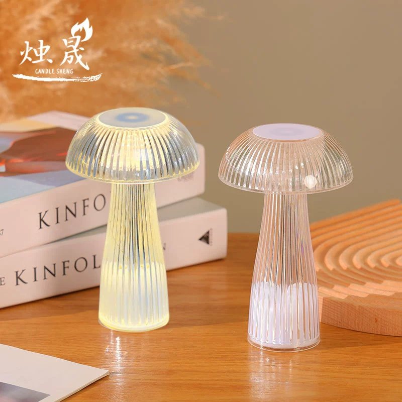 Лампа настольная-гриб LED, прозрачная PS ночник, батарея AG13 9.5×15.5 см