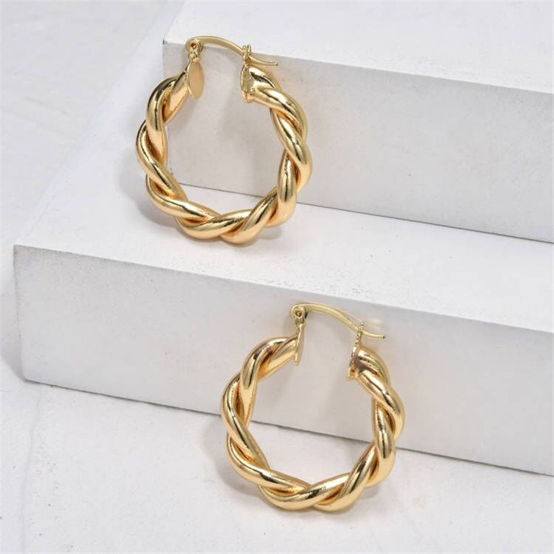 fashion Cshaped twist golden copper earrings wholesalepicture3